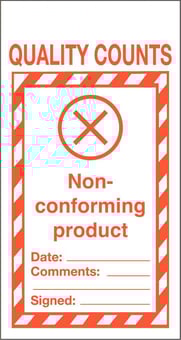 Picture of Tye Tags - Non-conforming product - 80 X 150Hmm (Pack of Ten) - Flexible Plastic - [AS-QU20-PVC]