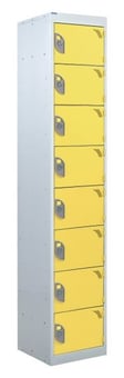 picture of QMP Tool Charging Locker - Solid Door - RCD Plug - 8 Compartment - Yellow - 1800H x 450W x 450D mm - [QM-BR1845458YSX]