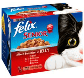 picture of Felix Senior Mixed Selection Chunks in Jelly Wet Cat Food 12 Pack 100g - [BSP-573288]