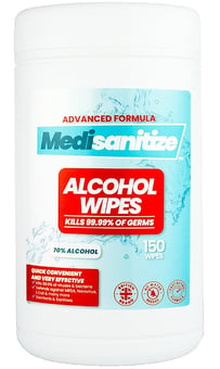 picture of Medisanitize - 70% Alcohol Antibacterial Wipes - Tube of 150 Wipes - [SA-D5025] - (DISC-R)