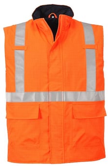 Picture of Bizflame Rain Hi-Vis Flame Resistant Antistatic Orange Bodywarmer - PW-S776ORR