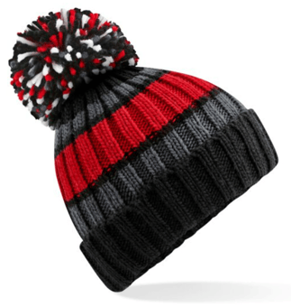 picture of Beechfield Hygge Striped Beanie - Black Cherry - [BT-B392-BCY]