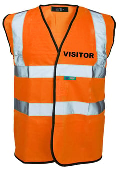 Picture of VISITOR Printed Front and Back in Black - Orange Hi Visibility Vest - Class 2 EN20471 CE Hi-Visibility - ST-35281