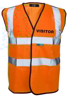 Picture of VISITOR Printed Front and Back in Black - Orange Hi Visibility Vest - Class 2 EN20471 CE Hi-Visibility - ST-35281