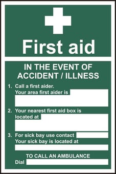 Picture of Spectrum First aid In the event of an accident - RPVC 200 x 300mm - SCXO-CI-12047