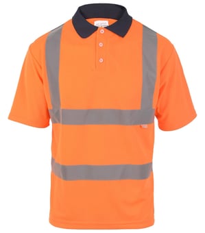 picture of Hi Vis Value Orange Polo Shirt - Navy Collar - BI-36