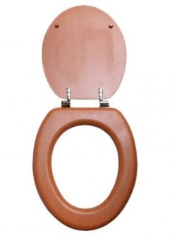 picture of Toilet Seat - Antique Pine Effect - With Chrome Hinges -  CTRN-CI-PA115L