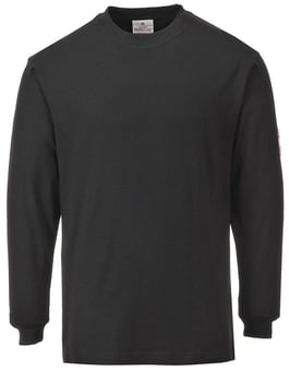 picture of Portwest - Black Flame Resistant Anti-Static Long Sleeve T-Shirt - PW-FR11BKR