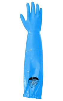 picture of Polyco Long Nite Nitrile Coated Gauntlet with Integral Sleeve Blue 63cm - Pair - BM-342