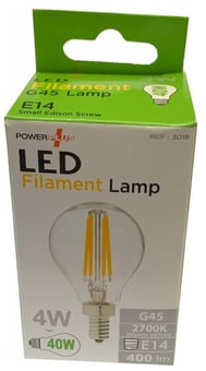 Picture of Power Plus - 4W - E14 Energy Saving Golf LED Filament Bulb - 400 Lumens - 2700k Warm White - Pack of 12 - [PU-3018]