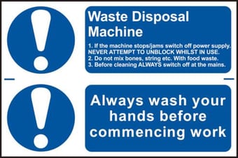 picture of Spectrum Waste disposal machine / Always wash your hands before commencing work – PVC 300 x 200mm - SCXO-CI-0456 - (DISC-X)