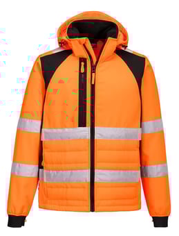 picture of Portwest CD863 - WX2 Eco Hi-Vis Hybrid Jacket - Orange/Black - PW-CD863OBR