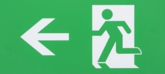 picture of Firechief Left/Right Arrow Emergency Exit Hanging Sign Legend For Use With FEH04 LED - [HS-FEHL-L]