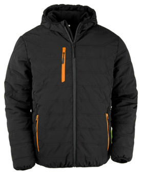 picture of Result Genuine Recycled - Black Compass Padded Winter Jacket - Black/Orange - BT-R240X-BLKORA