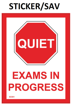 picture of SC001 Quiet Exams In Progress Sign Sticker/Sav - PWD-SC001-SAV - (LP)