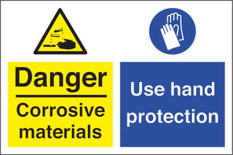 Picture of Danger Corrosive Hand Protection Sign - 300 X 200Hmm - Rigid Plastic - [AS-MU27-RP]