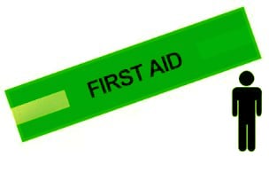Picture of Green - Mens Pre Printed Arm band - First Aid - 10cm x 55cm - Single - [IH-ARMBAND-G-FA-B]