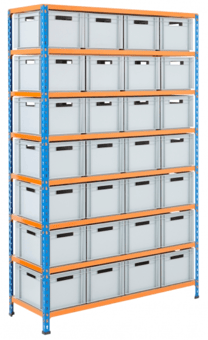picture of BiGDUG BiG340 Shelving - 1980h x 1220w x 455d mm - 28x 20L Euro Containers - [BDU-UZK612428]