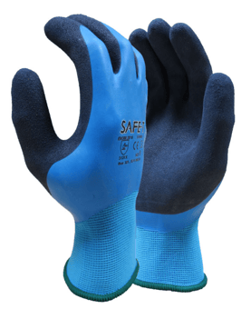 picture of Safe-T Waterproof Fully Coated Latex Foam Gloves Blue - TX-STGP6201 - (MP)
