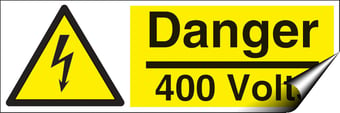 picture of Danger 400 Volts Sign - 300 x 100Hmm - Self Adhesive Vinyl - [AS-WA246-SAV]