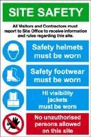 Picture of Site Safety / Report / Helmets / Footwear / Hi Visibility / Unauthorised Persons Sign - [AS-BASE8]