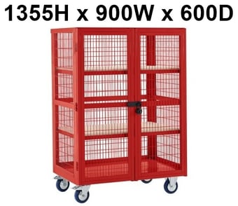picture of QMP Boxwell Trolley With Doors - Red - Plywood - 1355H x 900W x 600D - [QM-XD139060PRXX] - (LP)