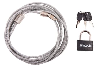 picture of Amtech 300cm x 4mm Security Cable with Padlock - [DK-T1695]