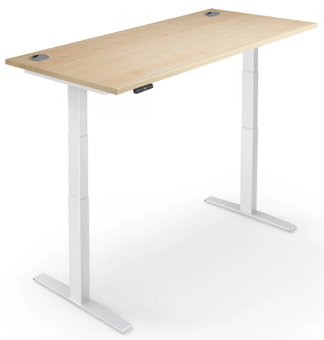 picture of Yo-Yo DESK PRO 2+ White Frame with Oak Desk Top - YYO-YD-PRO-2P-W/1200700OAK