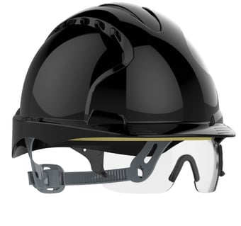 picture of JSP Evo 3 Vented Black Safety Helmet with Clear Evospec Visor - [IH-AJF160-001-100ES]