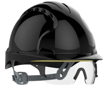 Picture of JSP Evo 3 Vented Black Safety Helmet with Clear Evospec Visor - [IH-AJF160-001-100ES]