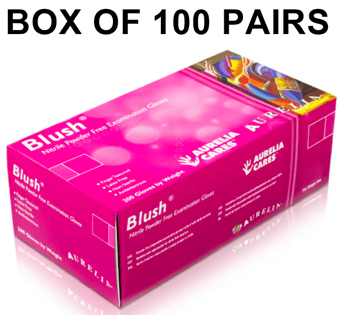 picture of Aurelia Blush Nitrile Examination Gloves Pink - Box of 100 Pairs - SMX-78885