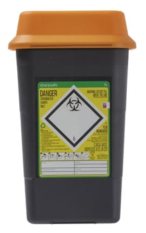 Picture of Sharpsafe Recycled Sharps Bin - Orange Lid - 7L - Box Deal of 50 - [IH-VC-51125410]