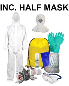 picture of MIDI Ebola Clean Up Safety Kit In Pull String Bag With Half Mask - IH-MIDIEBOLAKIT-HM