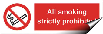 Picture of Smoking Strictly Prohibited Sign LARGE - 600 X 200Hmm - Self Adhesive Vinyl - [AS-PR39-SAV]