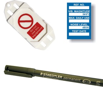 picture of Vibration Control Mini Tag Insert Kit – Blue (20 AssetTag holders, 40 inserts, 1 pen) – [SCXO-CI-TG63BK]