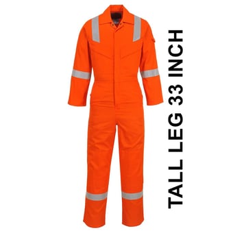 picture of Portwest - Orange Anti-static Flame Resistant Super Lightweight Coverall - Tall Leg - PW-FR21ORT