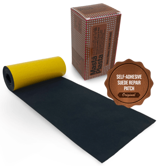 Picture of MastaPlasta Suede Repair Patch Roll/Tape Black 150cm x 10cm - [MPL-BLACKSUEDEROLL150X10EU]