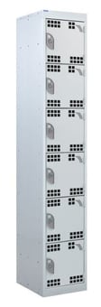 picture of QMP Tool Charging Locker - Perforated Door - RCD Plug - 6 Compartment - Light Grey - 1800H x 450W x 450D mm - [QM-BR1845456LPX]