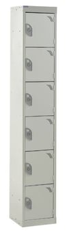 picture of QMP Tool Charging Locker - Solid Door - RCD Plug - 6 Compartment - Light Grey - 1800H x 300W x 450D mm - [QM-BR1830456LSX]