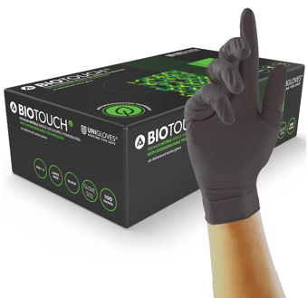 Picture of Unigloves BioTouch Nitrile Examination Gloves - Black - Box of 50 Pairs - UGL-GM009