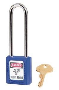 picture of Master Lock Blue Zenex 410LTBLU Long Shackle Lockout Padlock - [MA-410LTBLU]