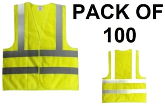 picture of DTS Protect - Yellow Hi-Vis Safety Vests - Pack Of 100 - DTS-7025Y