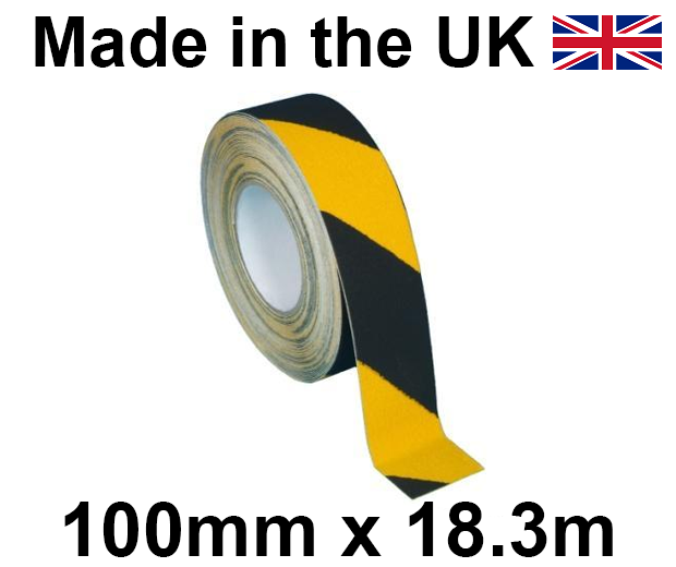 Heskins - Coarse Safety Grip Tape - BLACK/YELLOW - 100mm x 18.3m Roll - [HE-H3402D-B/Y-100]