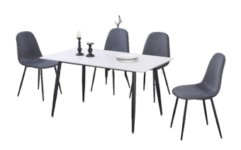 picture of Alba New York Dining Table with 4 Leo Chairs - Grey - [ABF-ABD-NYD-SET-LEO-GRY]