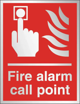 picture of Prestige Fire Alarm Call Point Sign - Silver Effect - 100 x 150Hmm - 1.5mm Aluminium - [AS-SAT1-ALU]