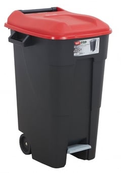 picture of Tayg 120L - Wheelie Bin - 886h x 568w x 600d mm - Red Lid With Pedal - [BDU-TYGWB120PR] - (LP)