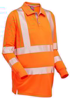 picture of Yarnacott - Hi Vis Orange Coolviz Ultra Ladies Maternity Sleeved Polo Shirt - LE-PM08-O