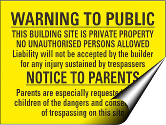 picture of Warning to Public No Liability and Notice to Parents Sign - 600 x 450Hmm - Self Adhesive Vinyl [AS-WA128-SAV]