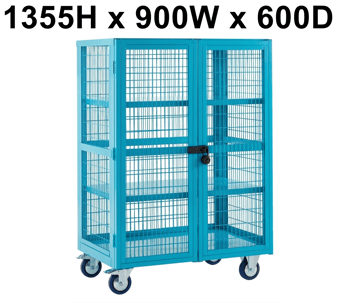 picture of QMP Boxwell Trolley With Doors - Light Blue - Steel - 1355H x 900W x 600D - [QM-XD139060MUXX] - (LP)