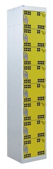 picture of QMP Tool Charging Locker - Perforated Door - RCD Plug - 8 Compartment - Yellow - 1800H x 450W x 450D mm - [QM-BR1845458YPX]